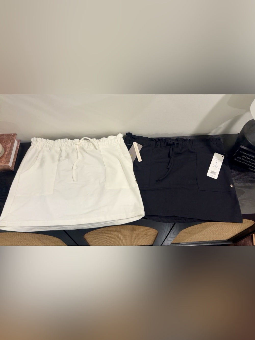 Casual Drawstring athletic casual Skirt Duo - White & Black